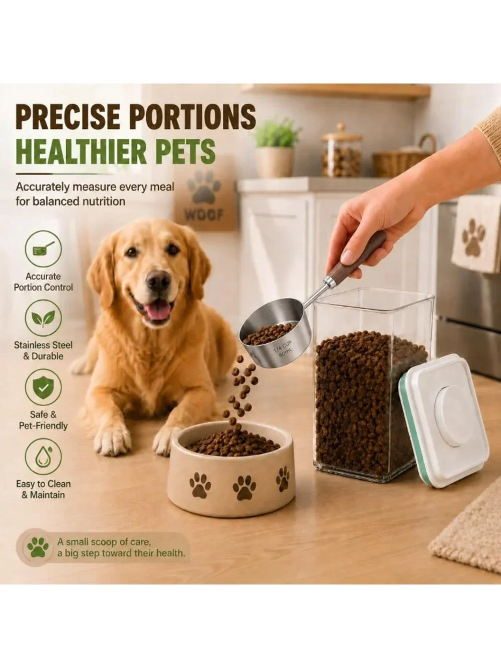 Airtight Pet Food Storage Container - 4.2Qt Jar with Lid & Scoop | BPA-Free